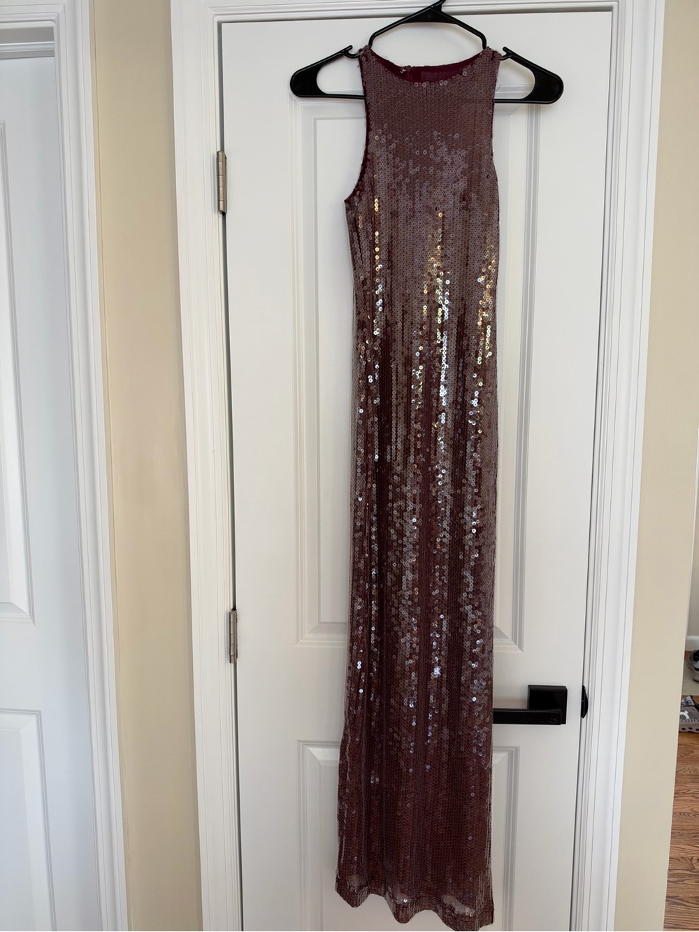 Rare London Burgundy Sequin Halter Maxi Dress